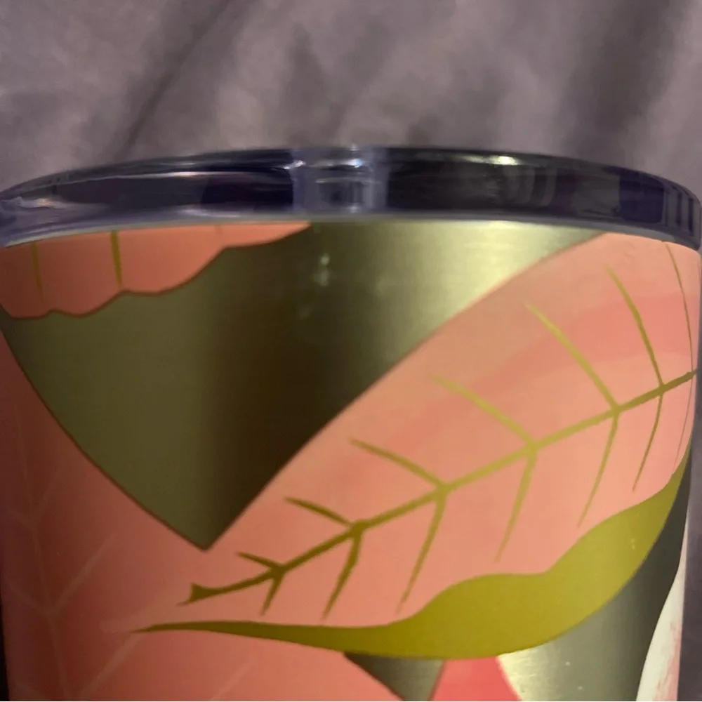Starbucks Holiday 2020 Pink Poinsettia 24 oz Cold Cup Stainless Tumbler No Straw